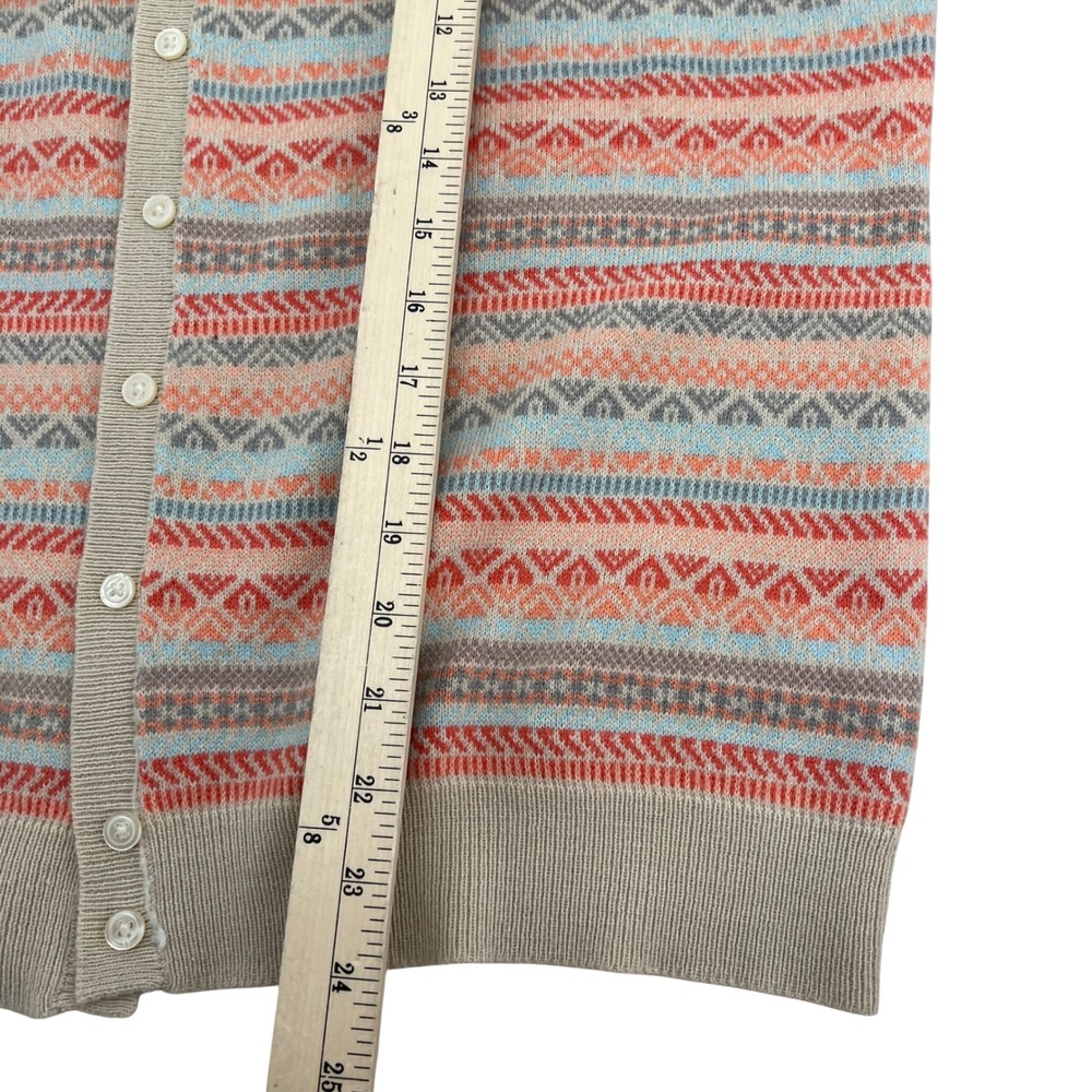 Croft & Barrow Womens Fair Isle Button Front Cardigan Sweater Coral Blue Large - Picture 4 of 7